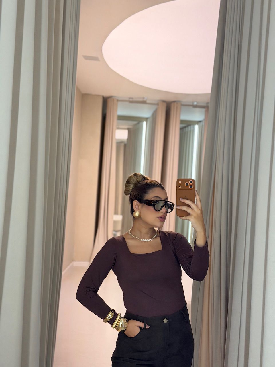 BLUSA AMANDA MANGA LONGA CAFÉ