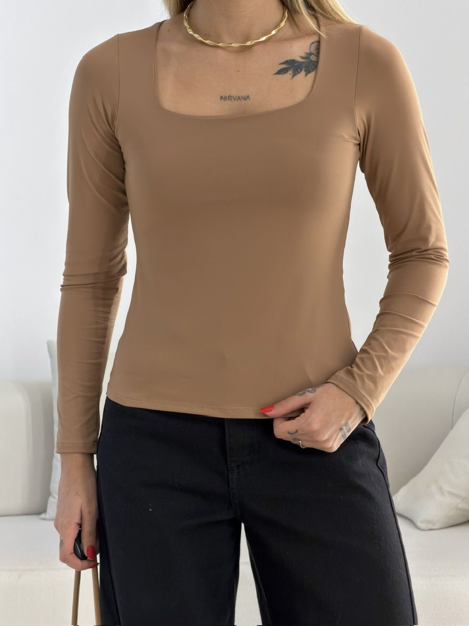 BLUSA AMANDA MANGA LONGA NUDE