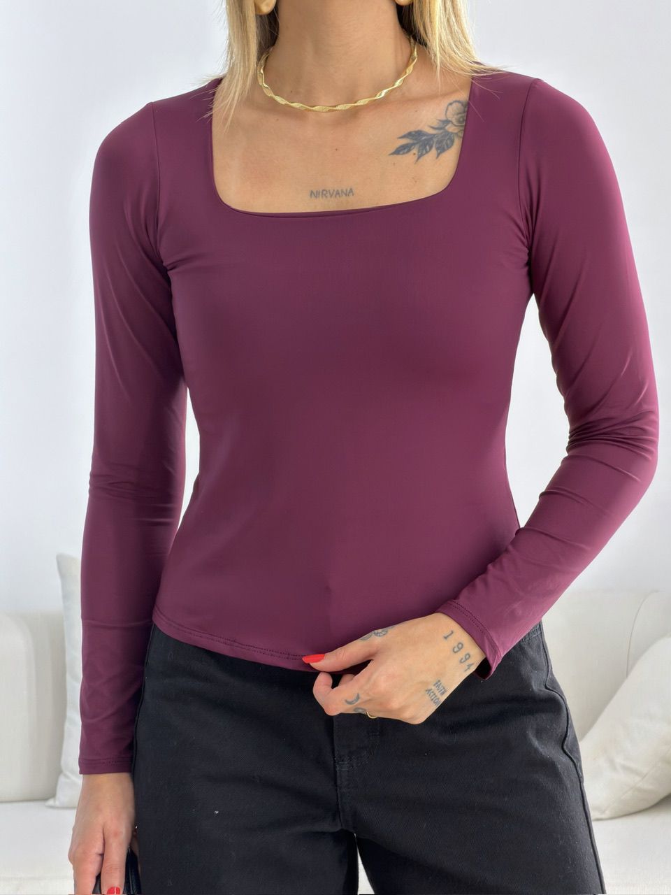 BLUSA AMANDA MANGA LONGA VINHO