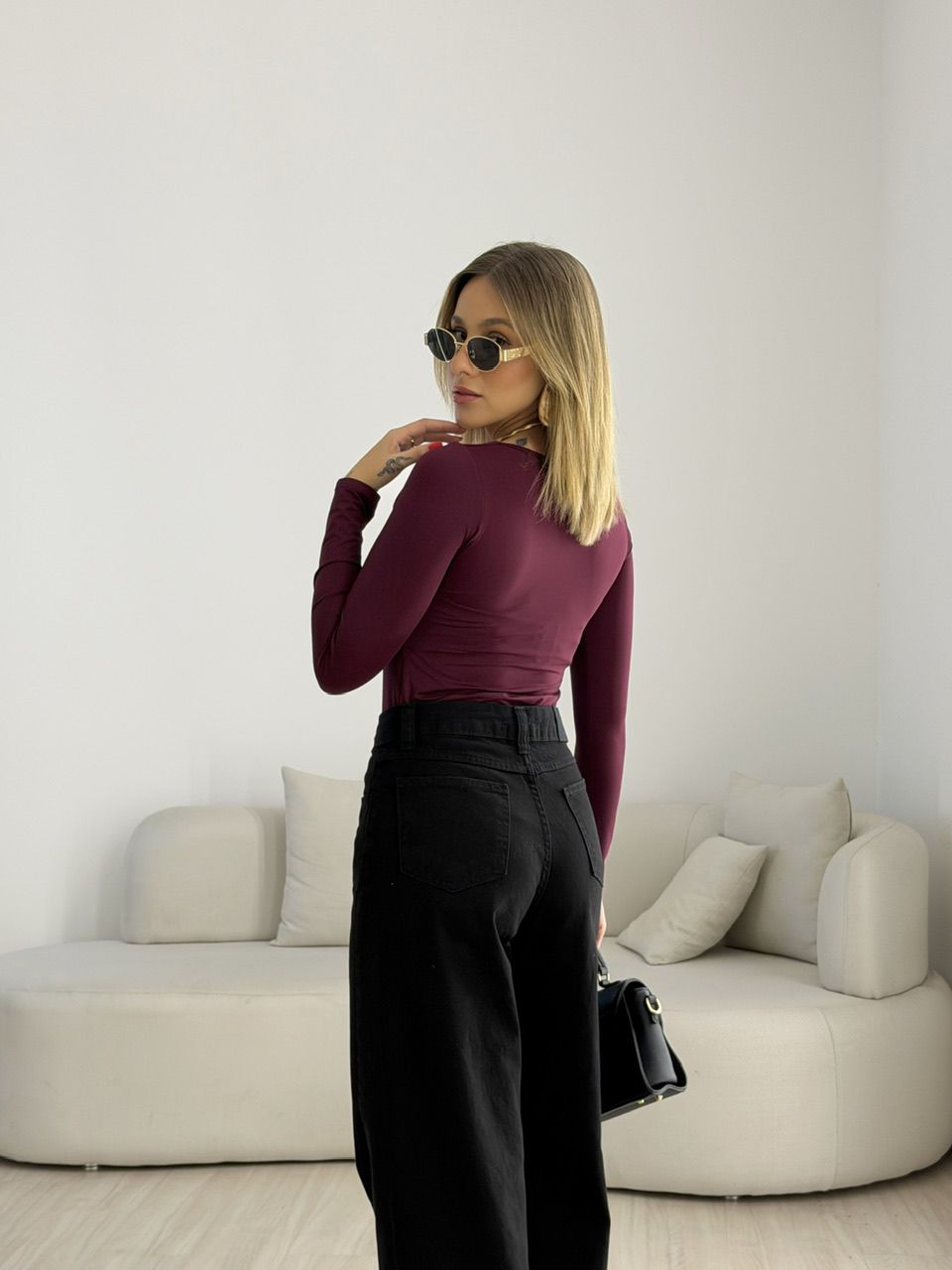 BLUSA AMANDA MANGA LONGA VINHO