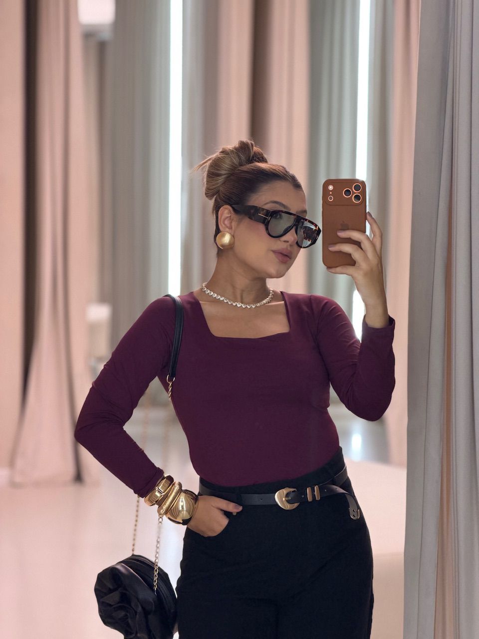 BLUSA AMANDA MANGA LONGA VINHO - 0074380168 - CAROLLA FERRARO