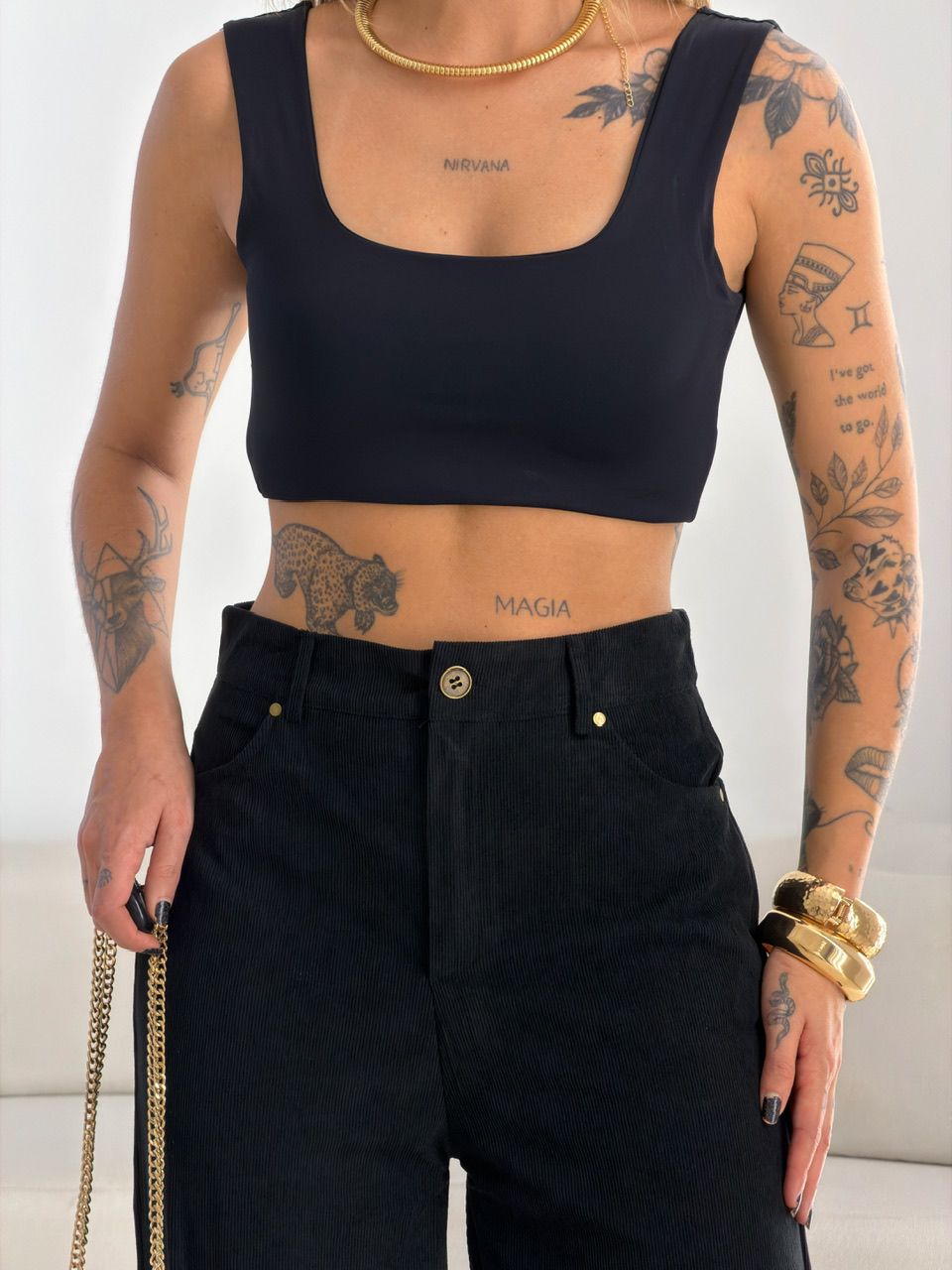 CALÇA MÁRCIA COTELÊ PRETA