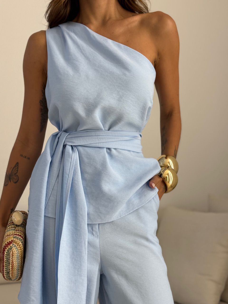 CONJUNTO LEILA NULA MANGA AZUL