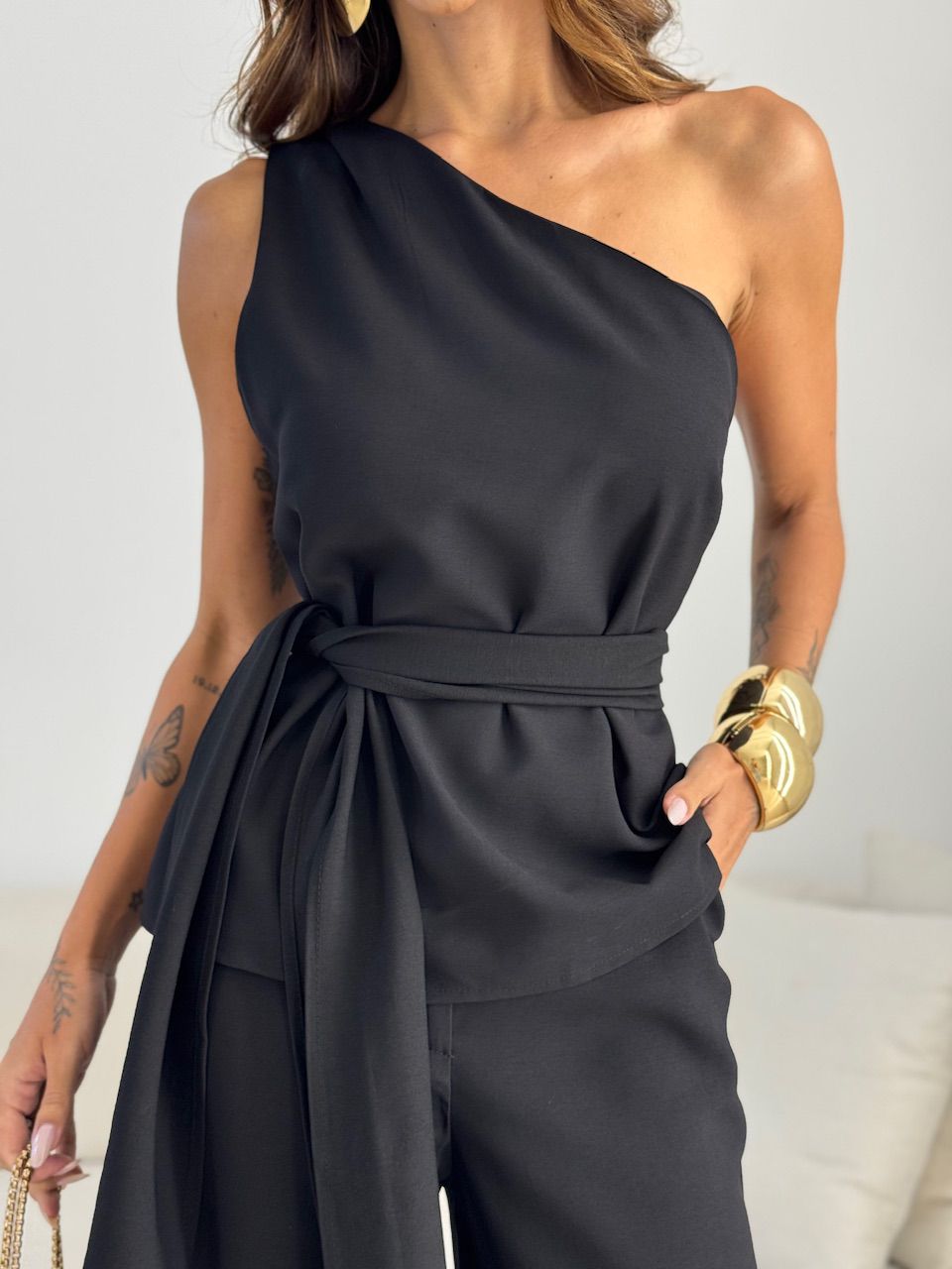 CONJUNTO LEILA NULA MANGA PRETO