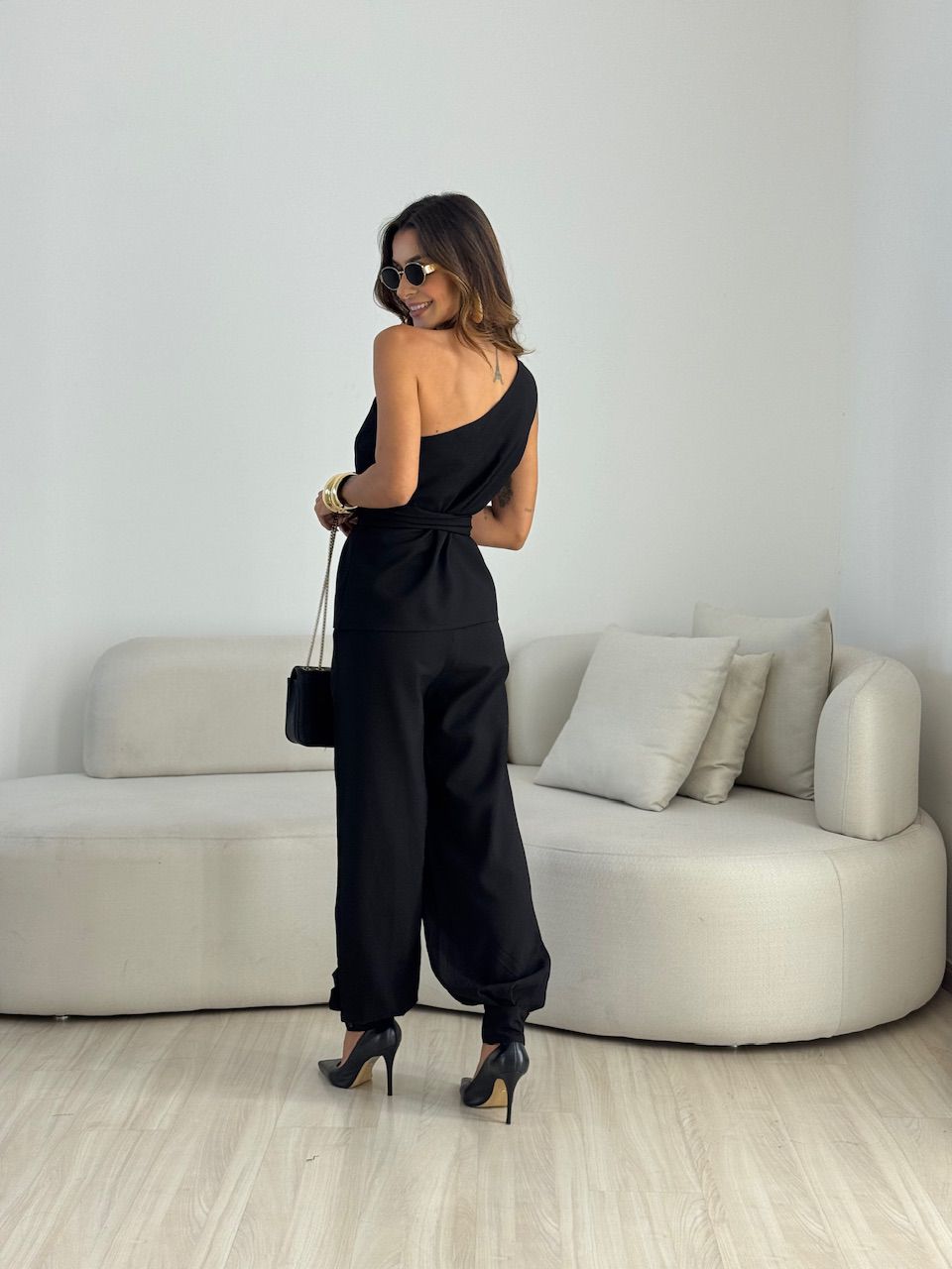 CONJUNTO LEILA NULA MANGA PRETO