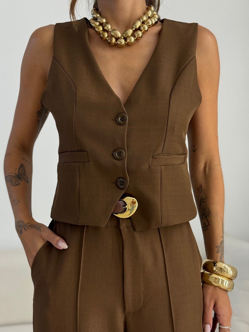 CONJUNTO LIZ ALFAIATARIA MARROM