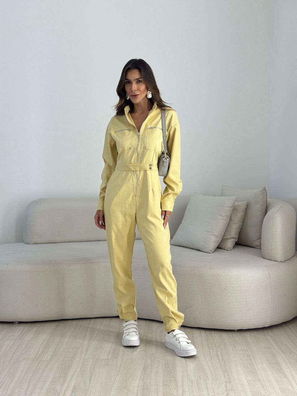 MACACÃO JÉSSICA ZÍPER AMARELO - 0074290111 - CAROLLA FERRARO
