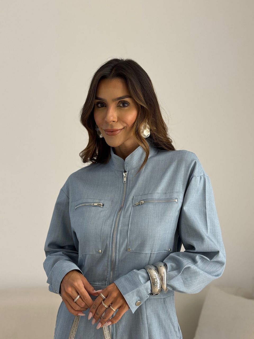 MACACÃO JÉSSICA ZÍPER AZUL