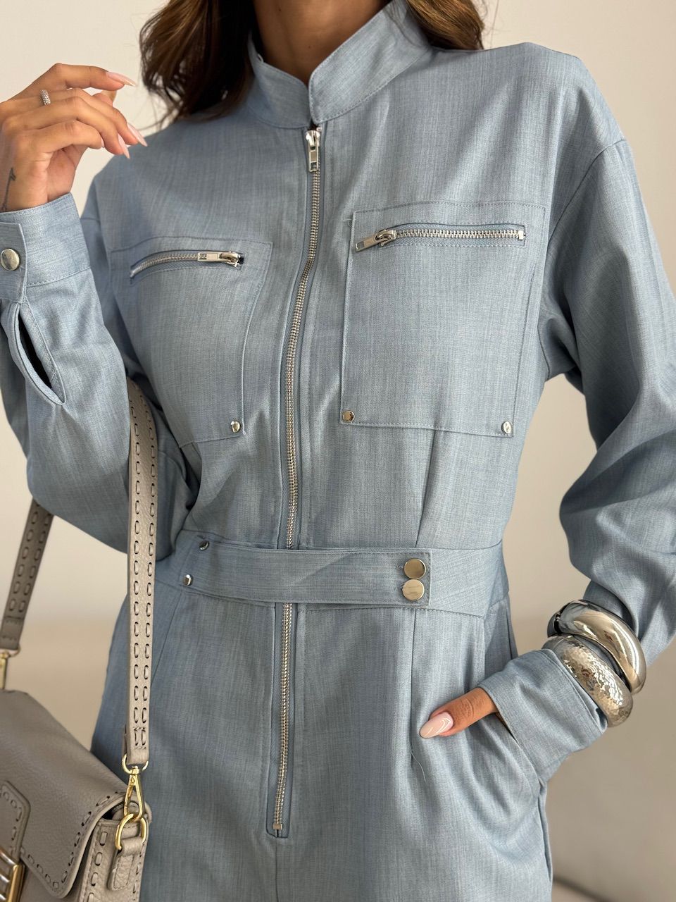 MACACÃO JÉSSICA ZÍPER AZUL