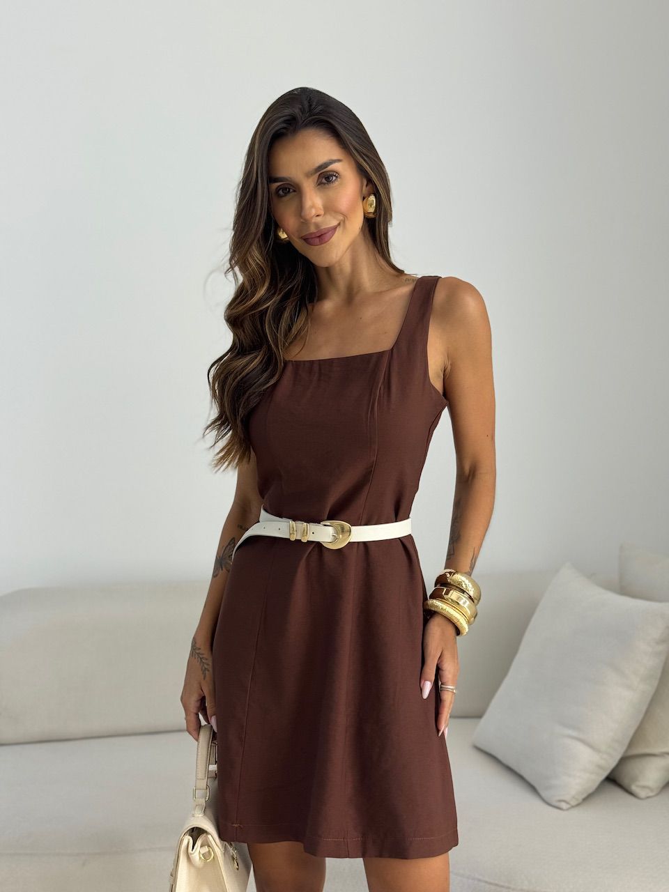 VESTIDO SOL CURTO MARROM