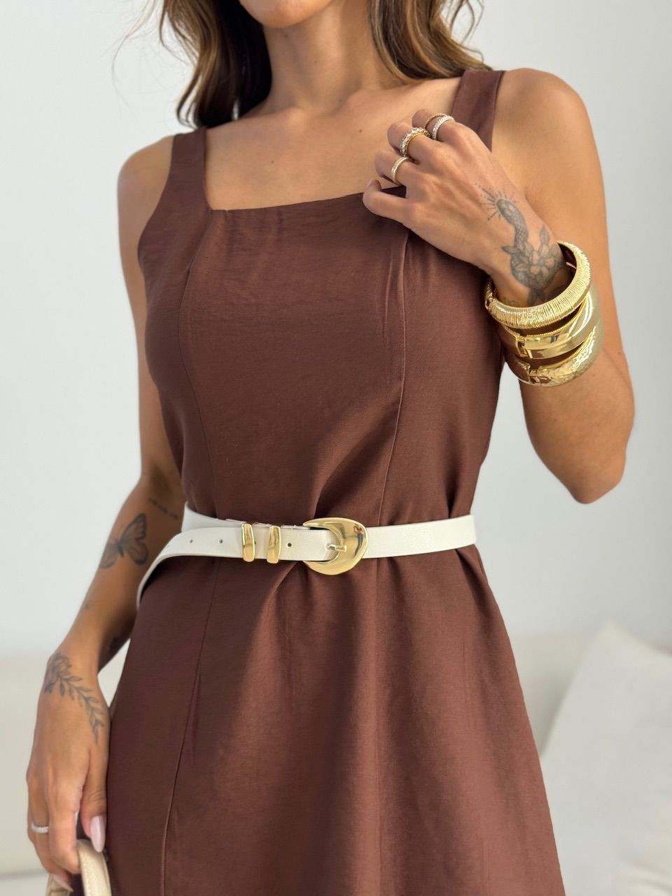 VESTIDO SOL CURTO MARROM