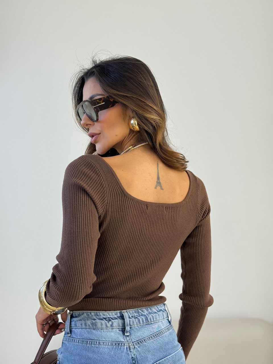 BODY TEREZA CANELADO MARROM