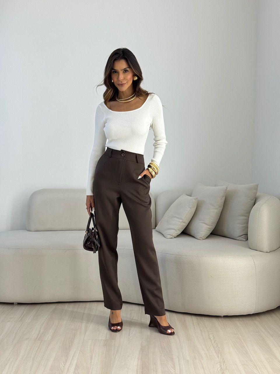 CALÇA ALICE ALFAIATARIA CAFÉ