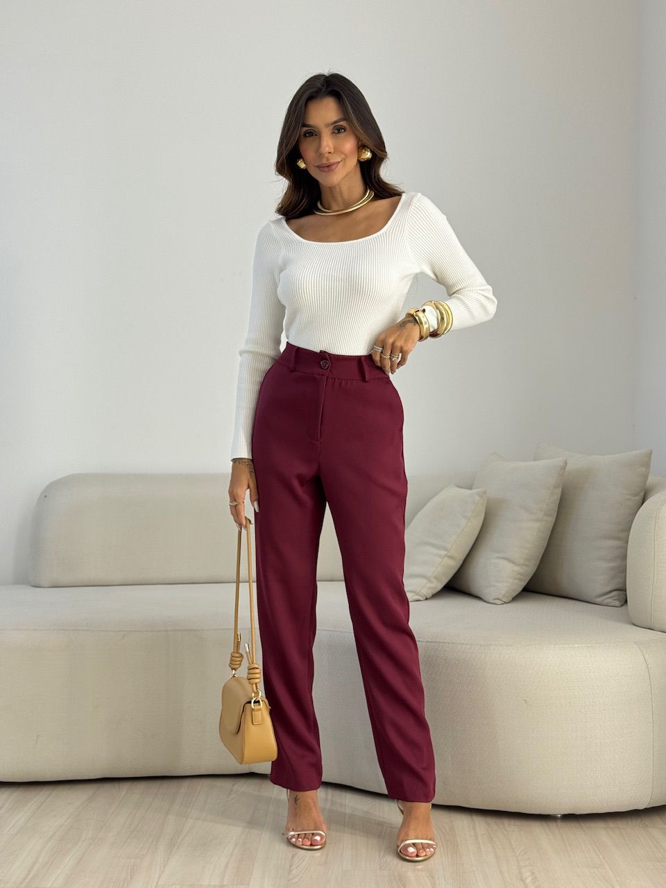 CALÇA ALICE ALFAIATARIA VINHO
