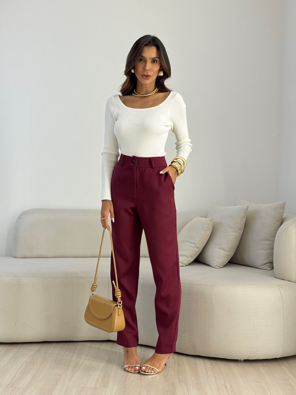 CALÇA ALICE ALFAIATARIA VINHO