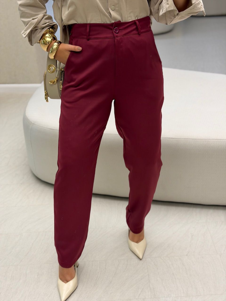 CALÇA ALICE ALFAIATARIA VINHO