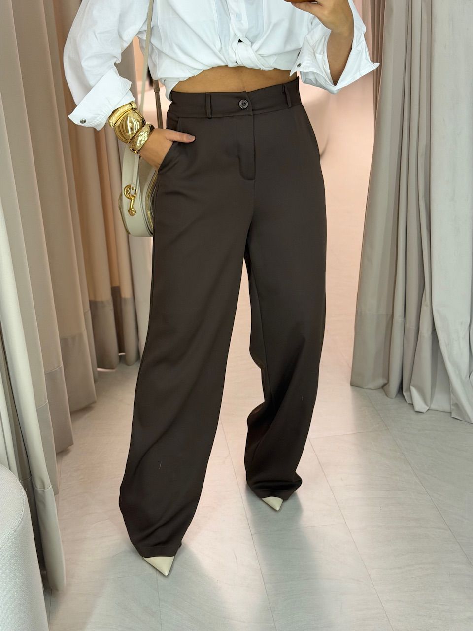 CALÇA ANA JULIA PANTALONA CAFÉ - 0068380160 - CAROLLA FERRARO