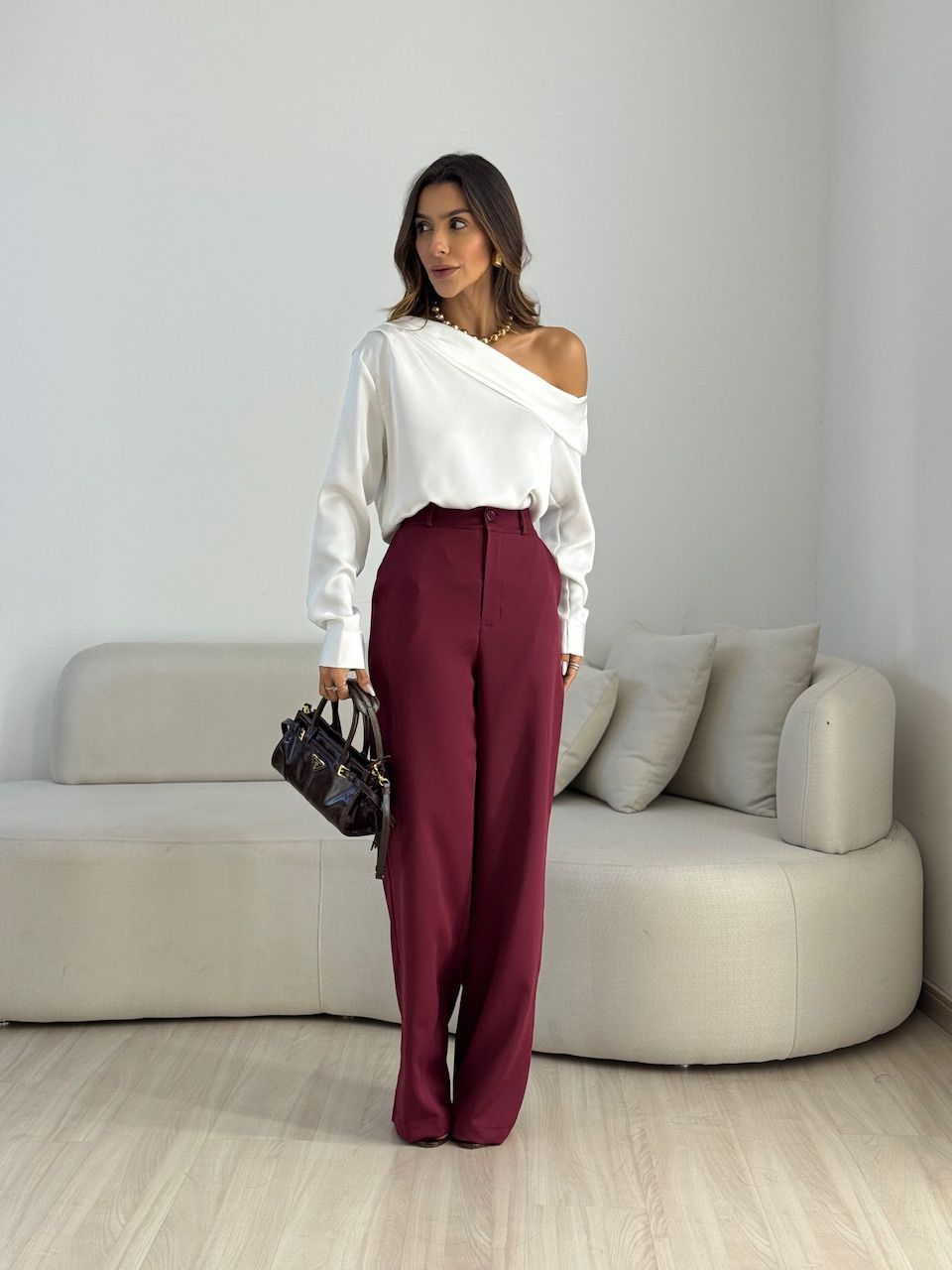 CALÇA ANA JULIA PANTALONA VINHO