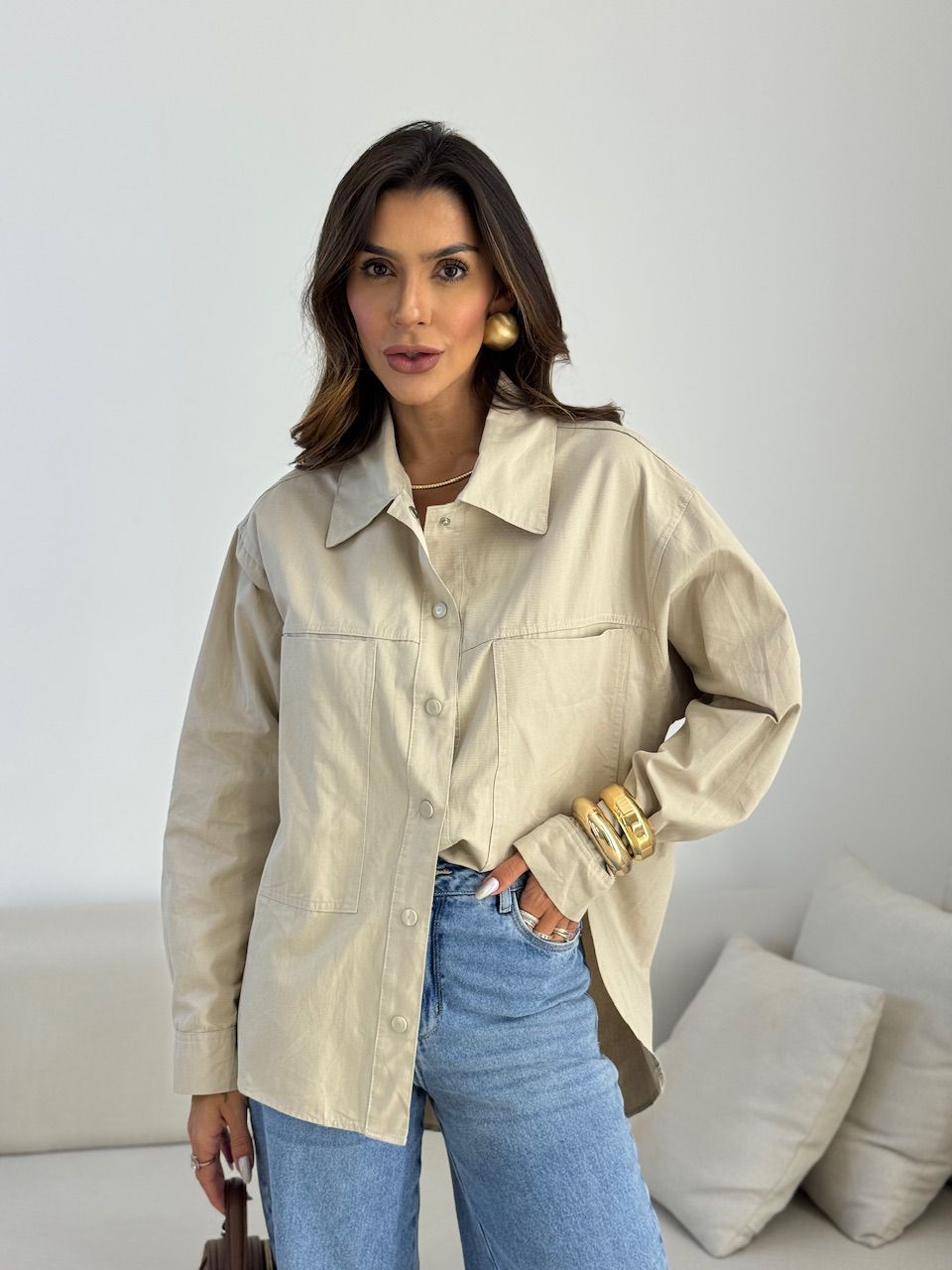 CAMISA GABI OVER AREIA