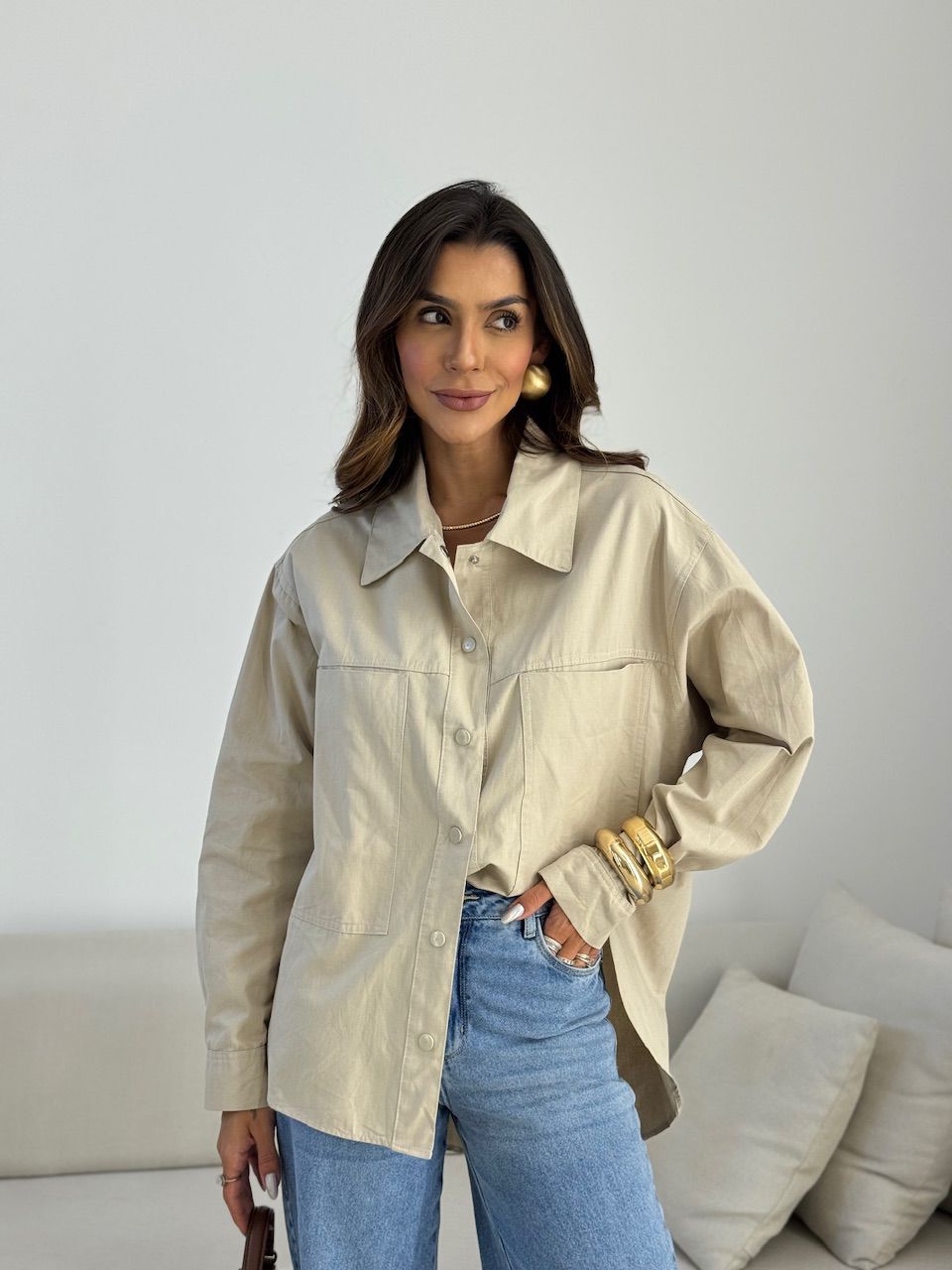 CAMISA GABI OVER AREIA