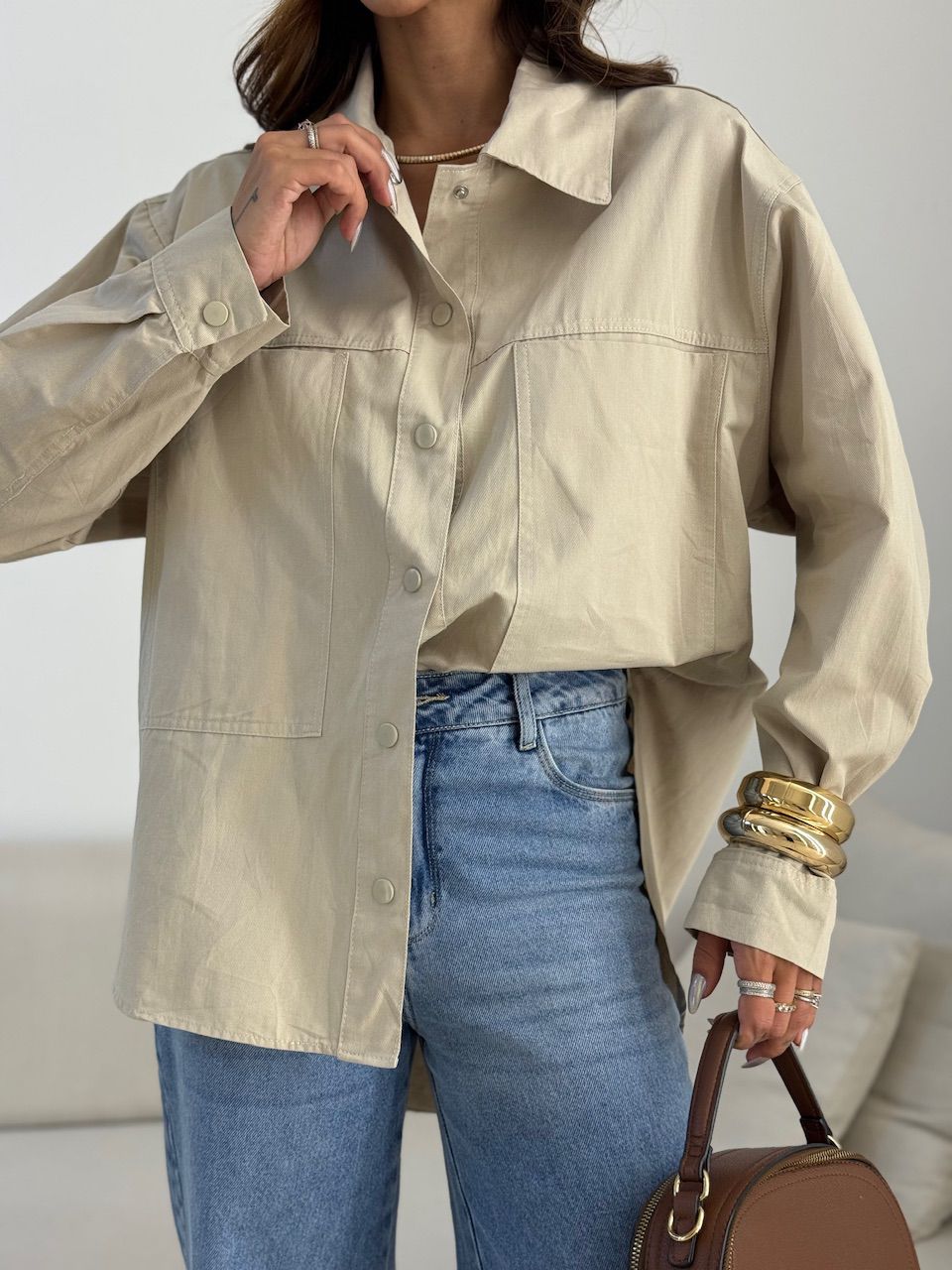 CAMISA GABI OVER AREIA