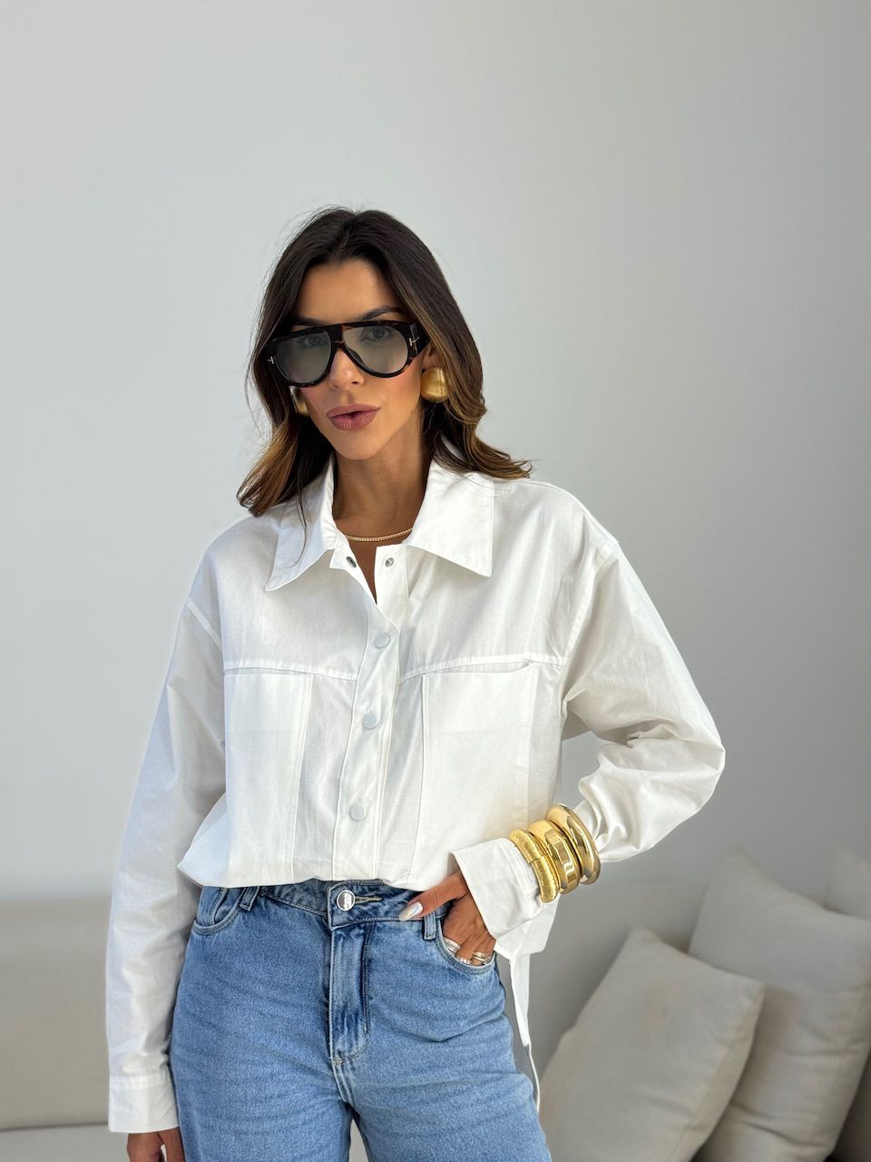 CAMISA GABI OVER OFF - 0075550048 - CAROLLA FERRARO