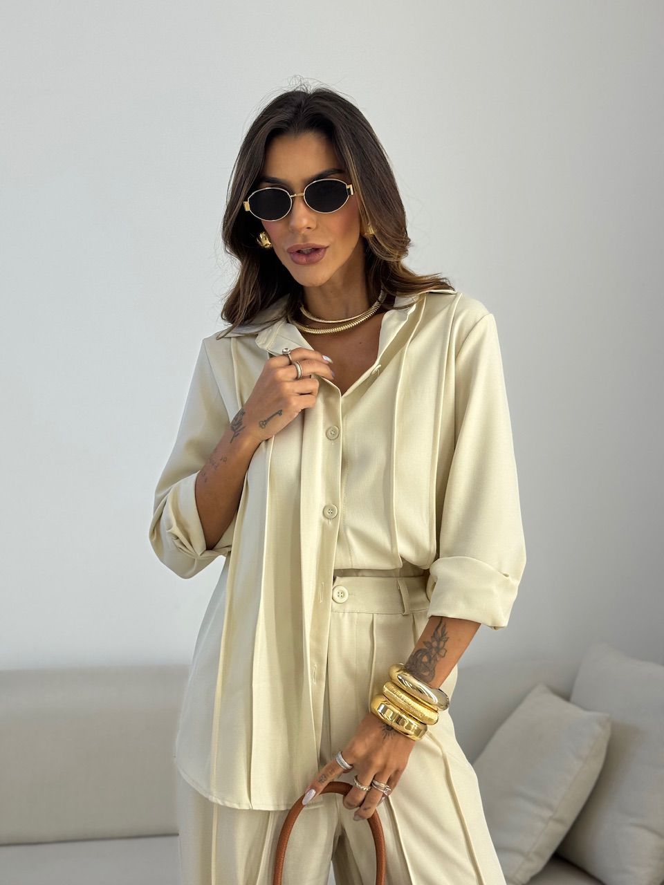 CONJUNTO VALENTINA CAMISA CALÇA AREIA