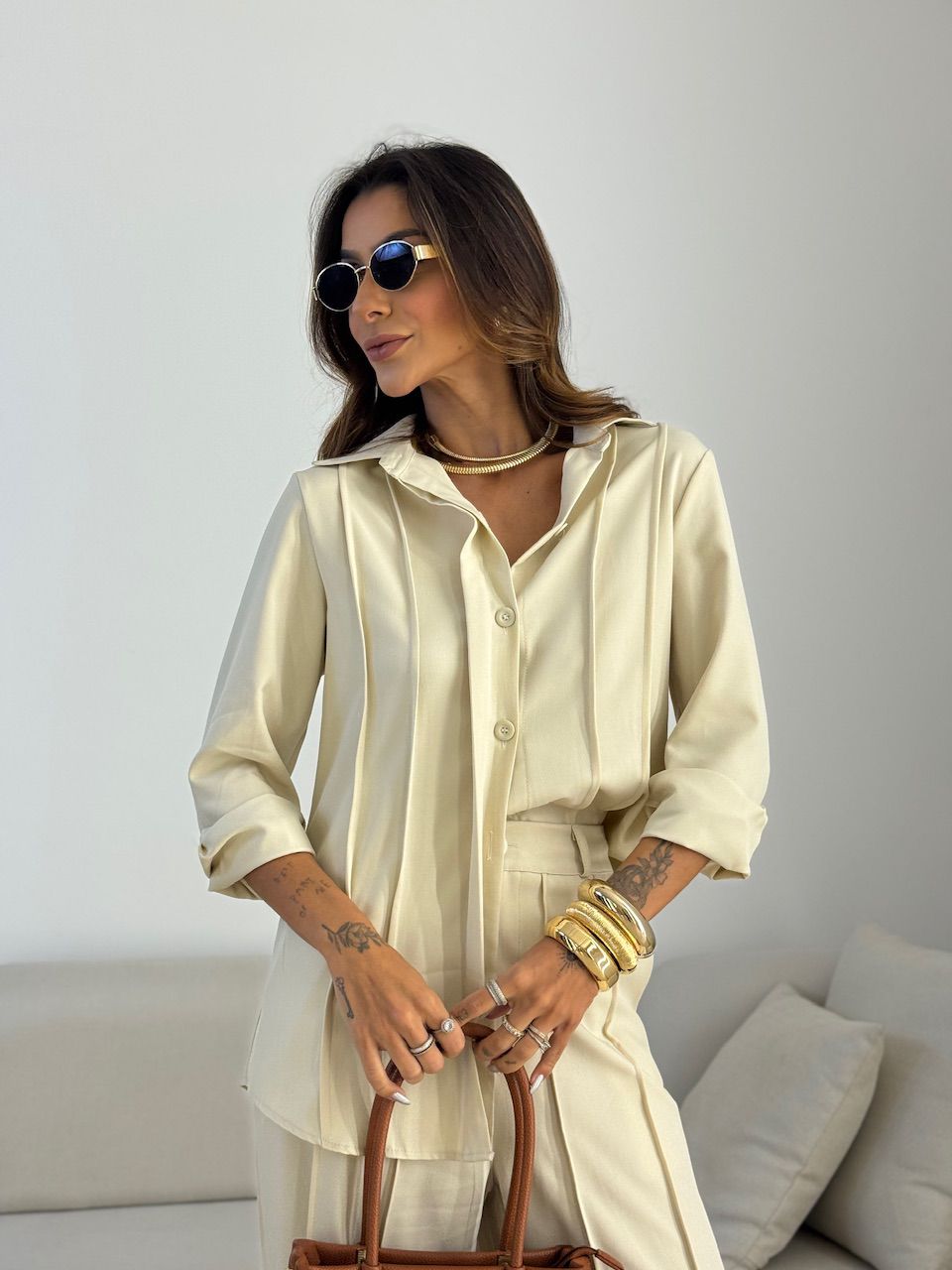 CONJUNTO VALENTINA CAMISA CALÇA AREIA