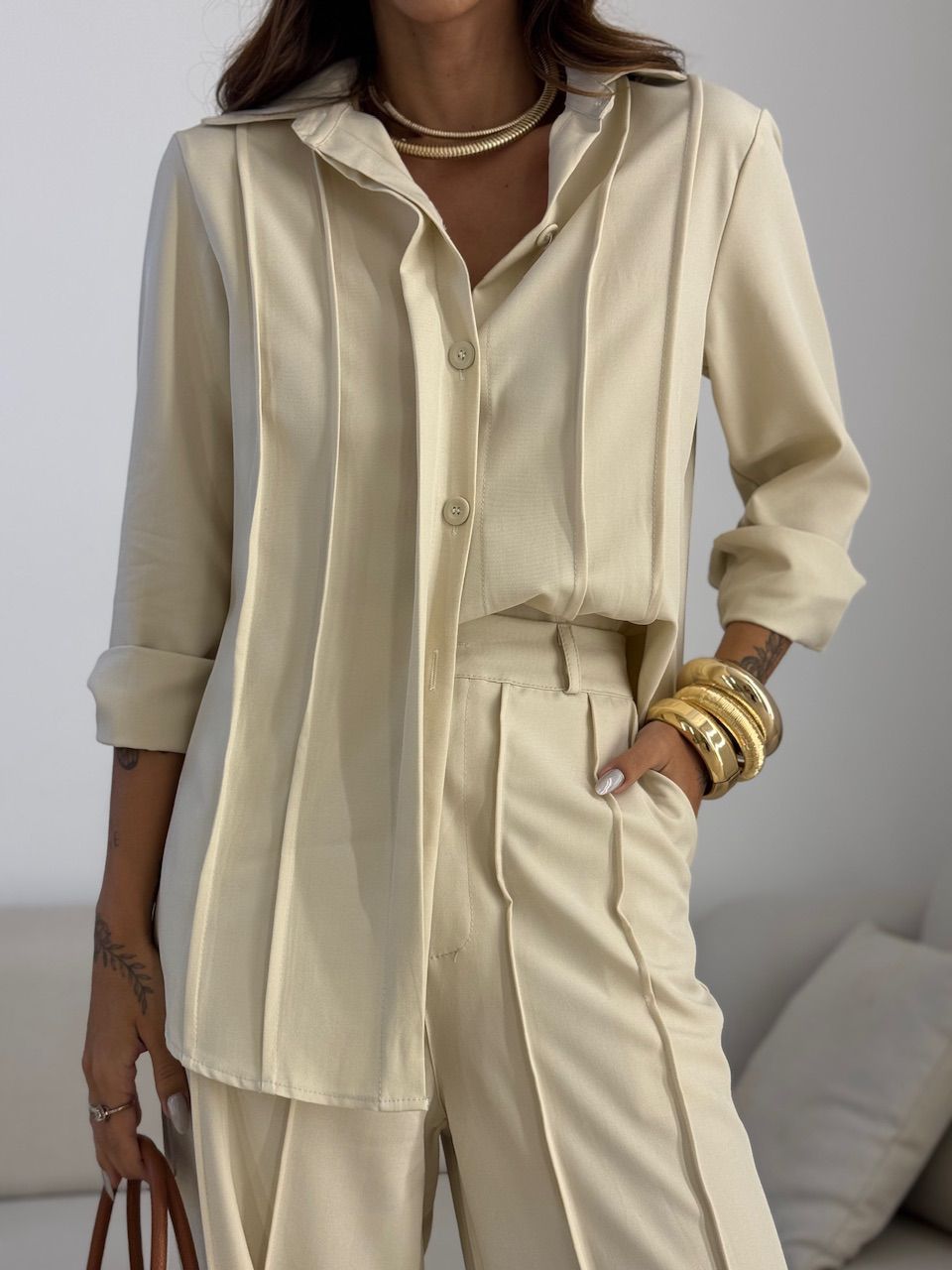 CONJUNTO VALENTINA CAMISA CALÇA AREIA