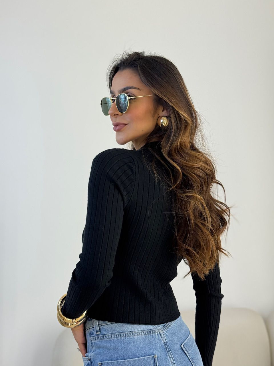 TRICOT DOMINIQUE ZÍPER PRETO