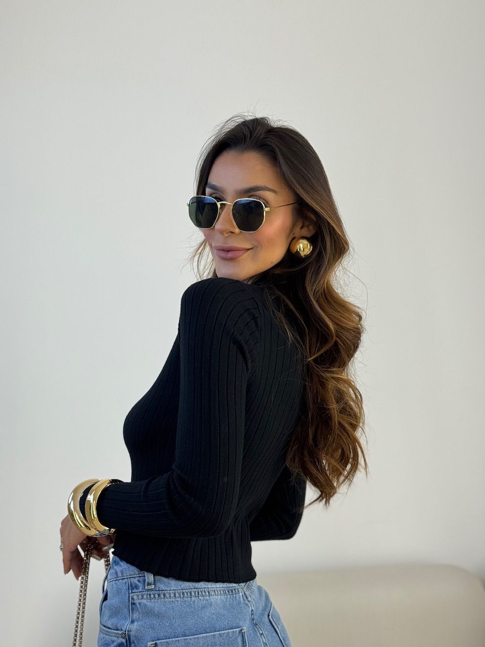 TRICOT DOMINIQUE ZÍPER PRETO