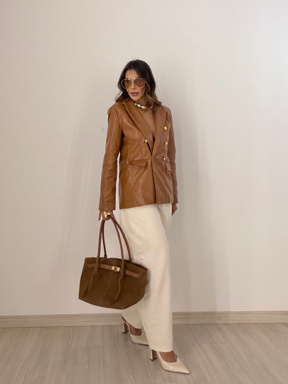 BLAZER BÁRBARA PU CARAMELO
