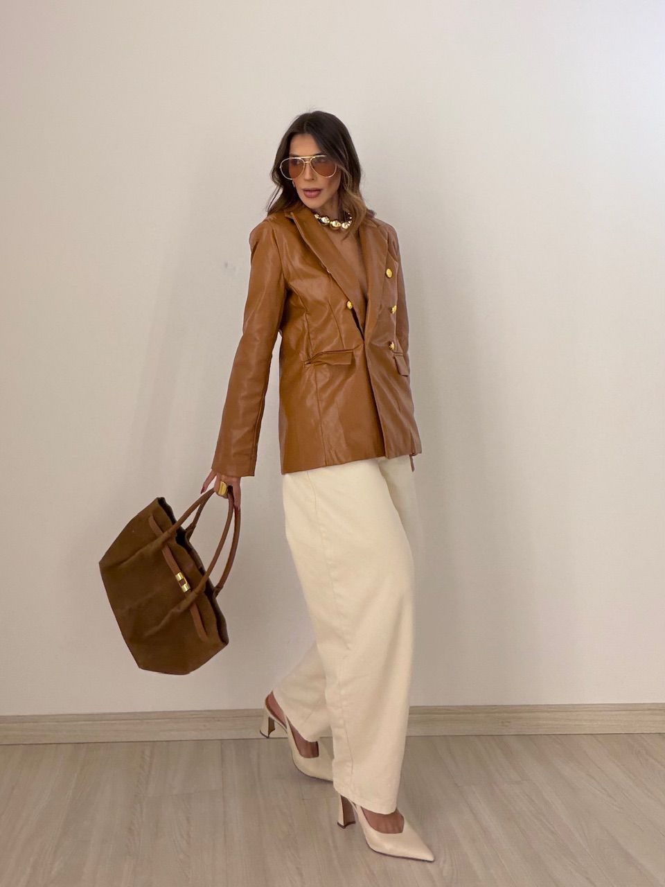BLAZER BÁRBARA PU CARAMELO