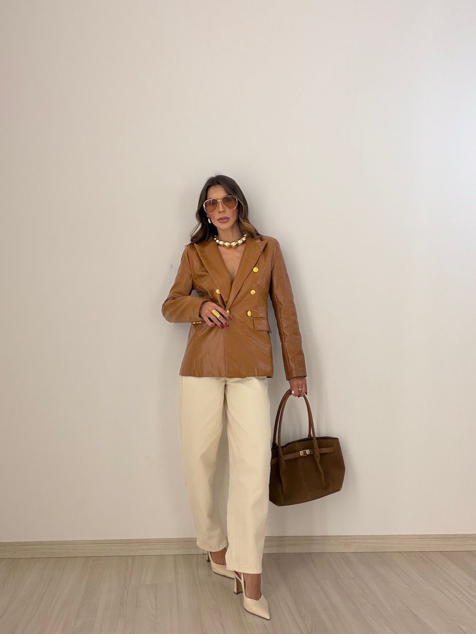 BLAZER BÁRBARA PU CARAMELO