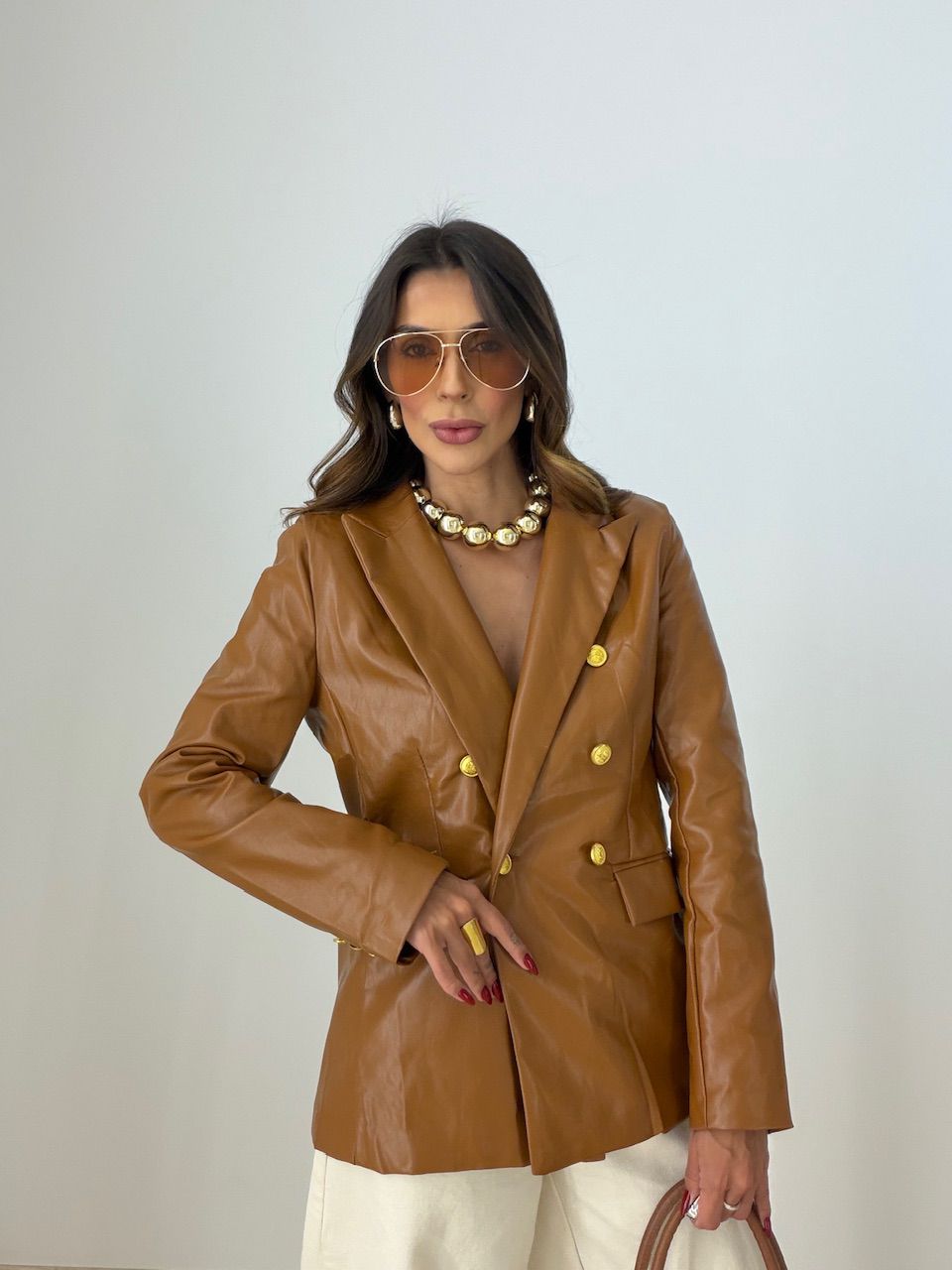 BLAZER BÁRBARA PU CARAMELO