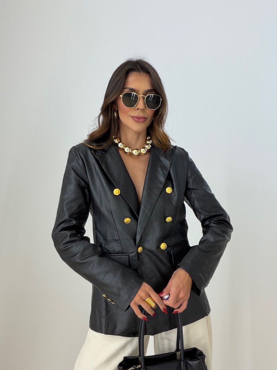 BLAZER BÁRBARA PU PRETO