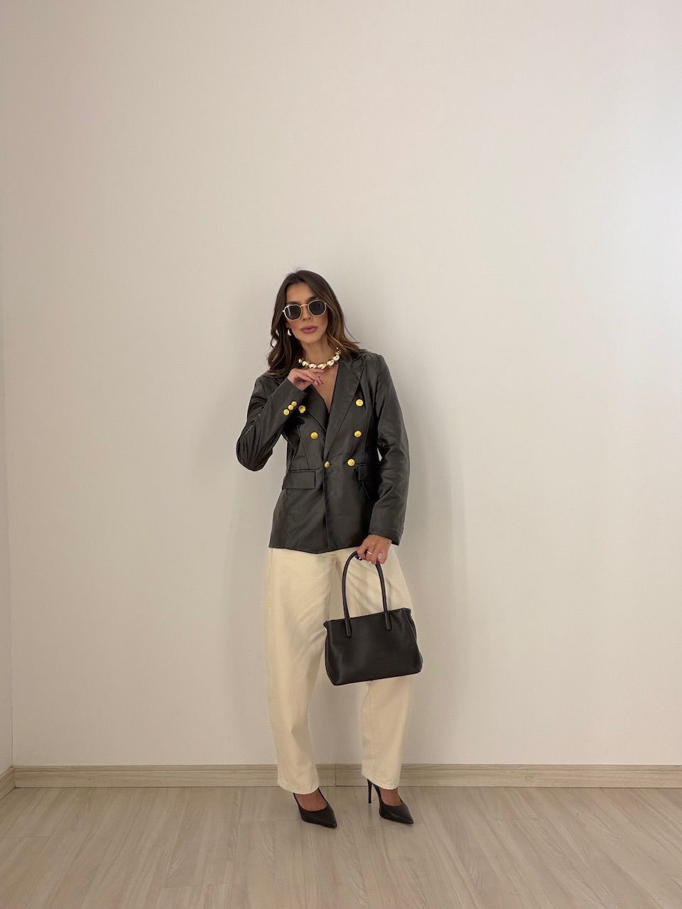 BLAZER BÁRBARA PU PRETO