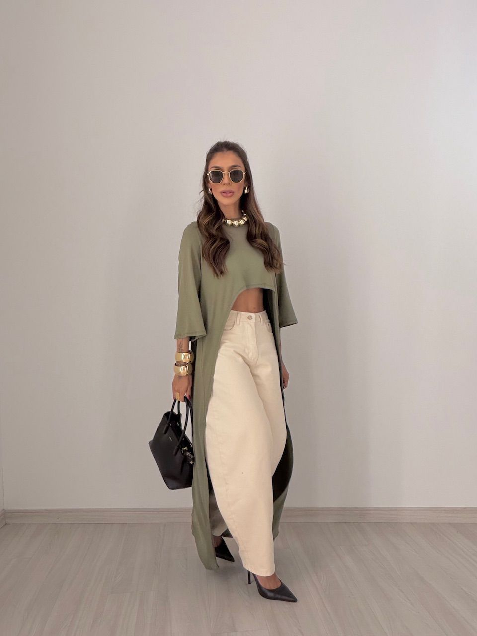 BLUSA JULIANA ASSIMÉTRICA ALONGADA VERDE