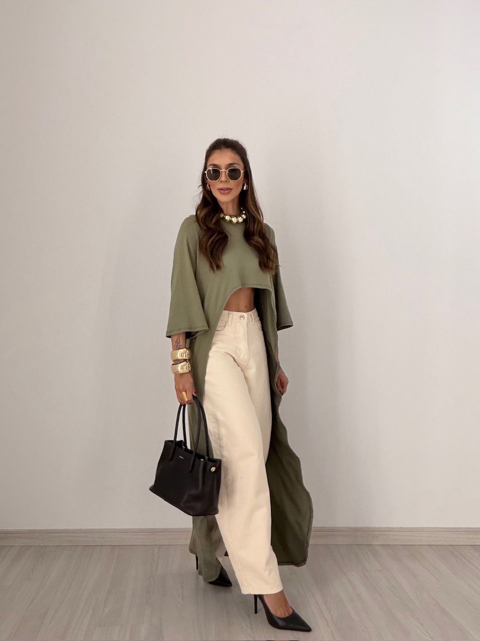 BLUSA JULIANA ASSIMÉTRICA ALONGADA VERDE