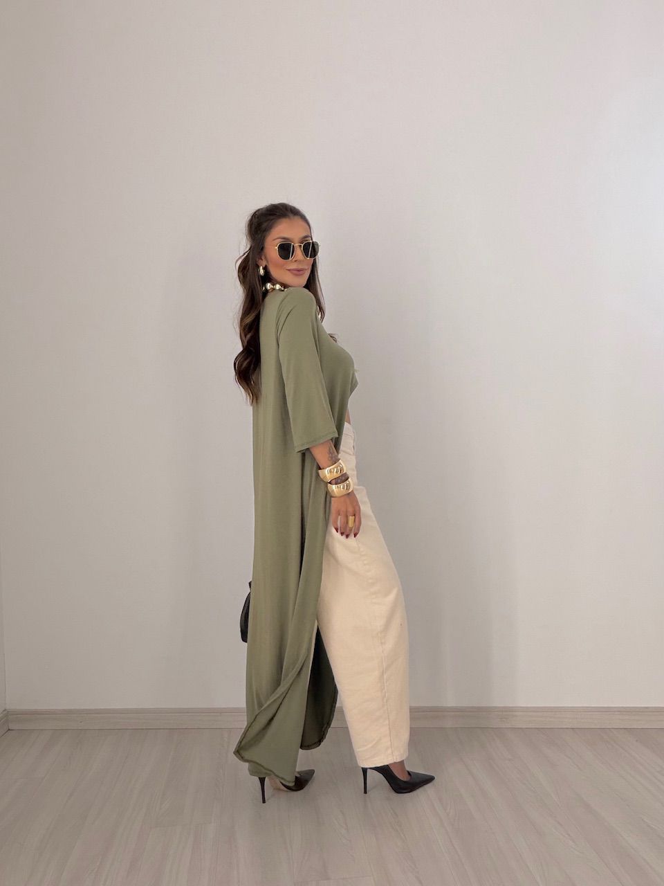BLUSA JULIANA ASSIMÉTRICA ALONGADA VERDE