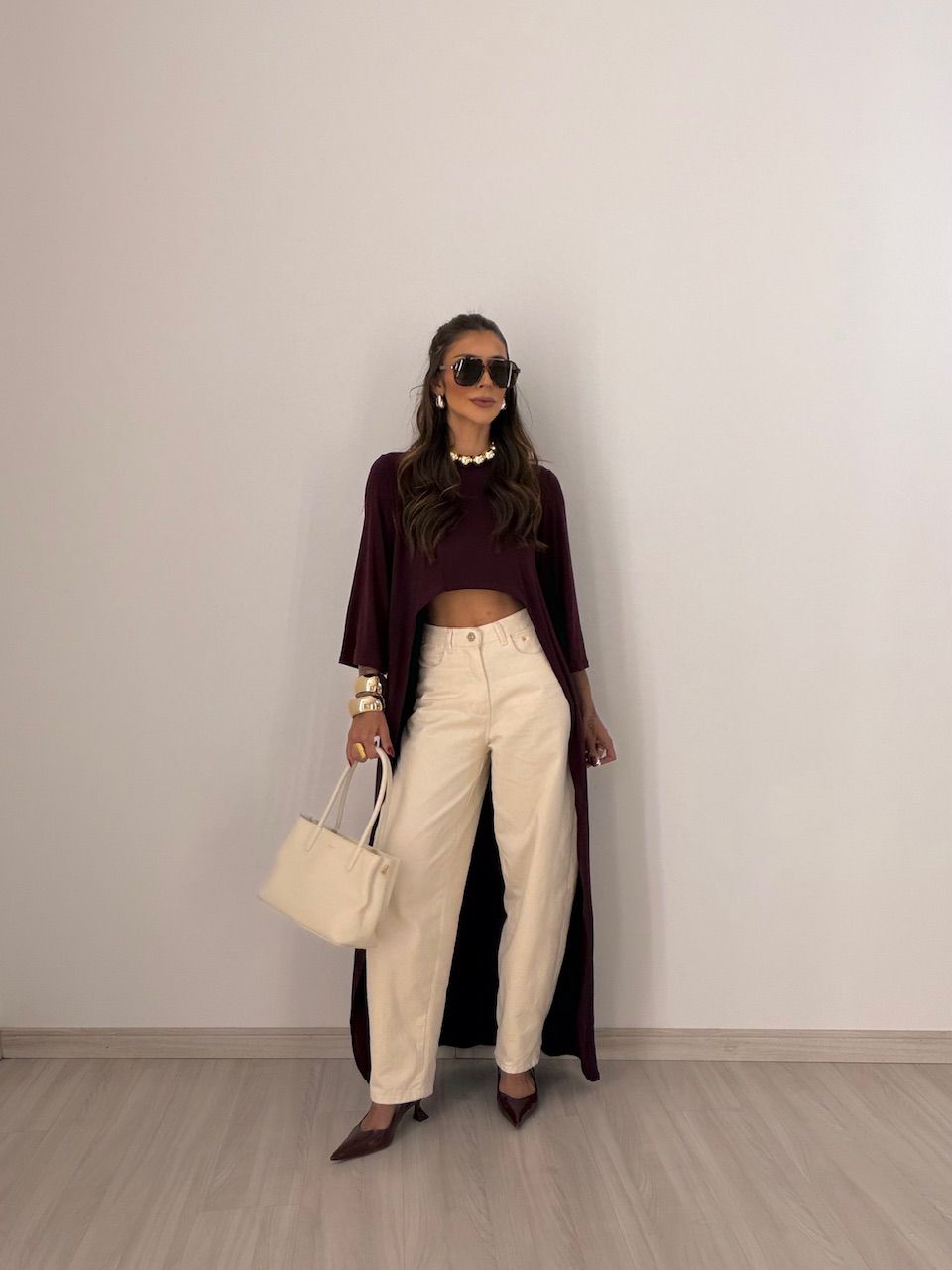 BLUSA JULIANA ASSIMÉTRICA ALONGADA VINHO