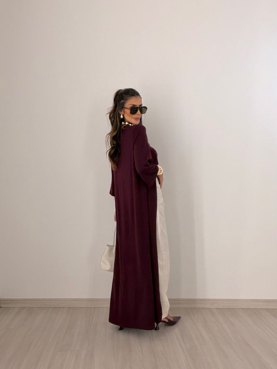 BLUSA JULIANA ASSIMÉTRICA ALONGADA VINHO