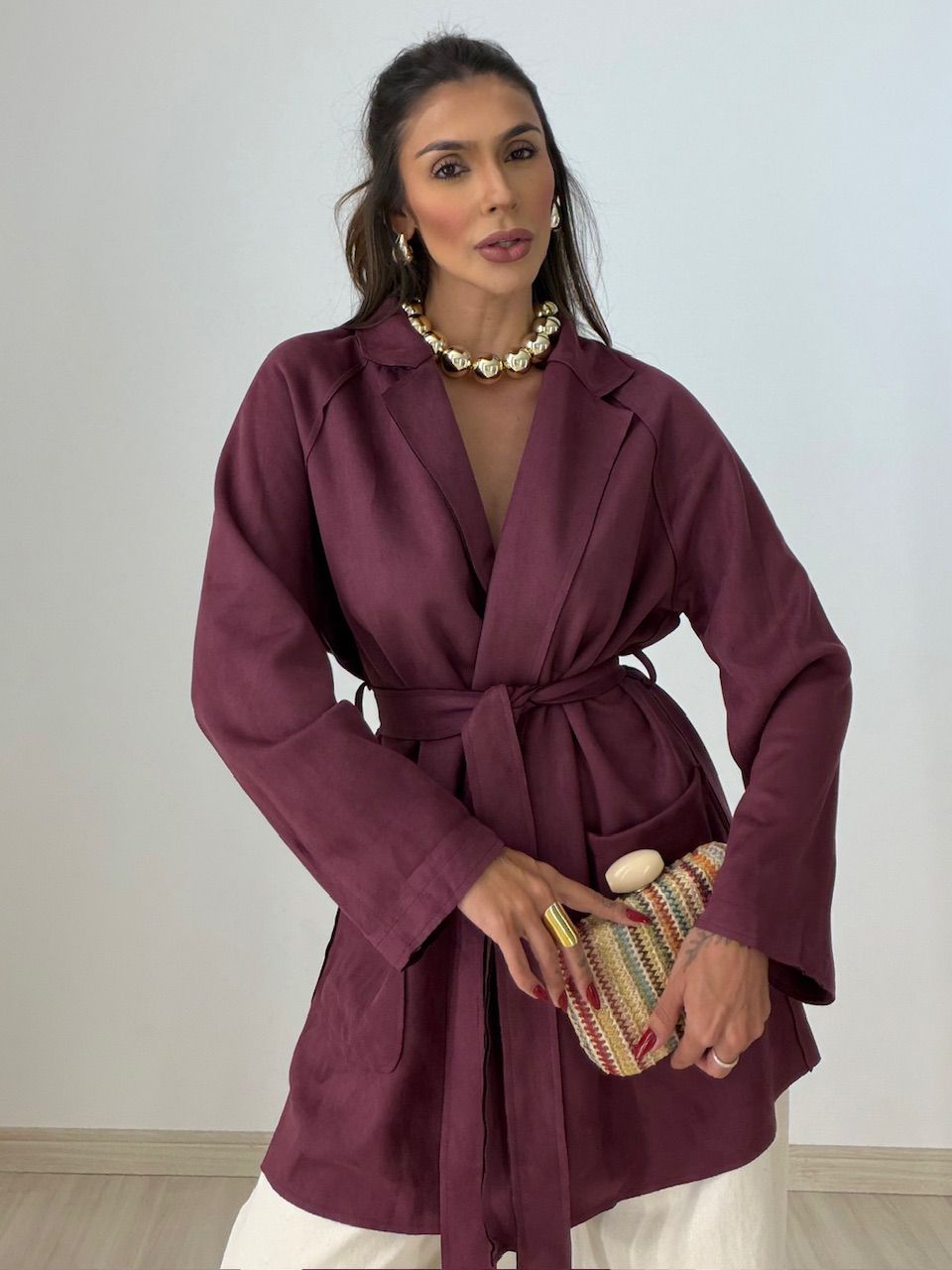 CASACO HELENA CHAMOIS UVA - 0077740015 - CAROLLA FERRARO