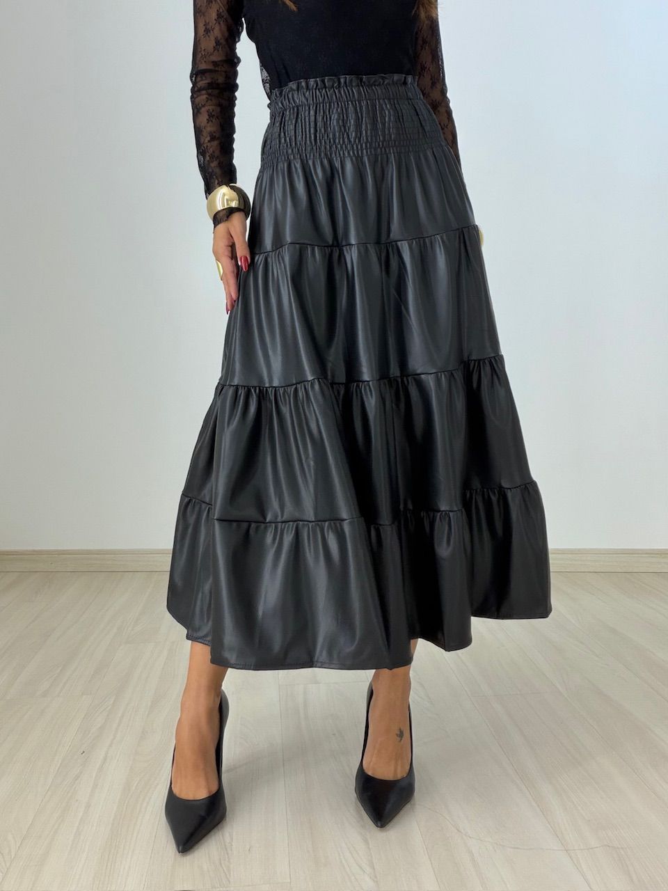 SAIA NICOLY PU PRETO - 0077730032 - CAROLLA FERRARO