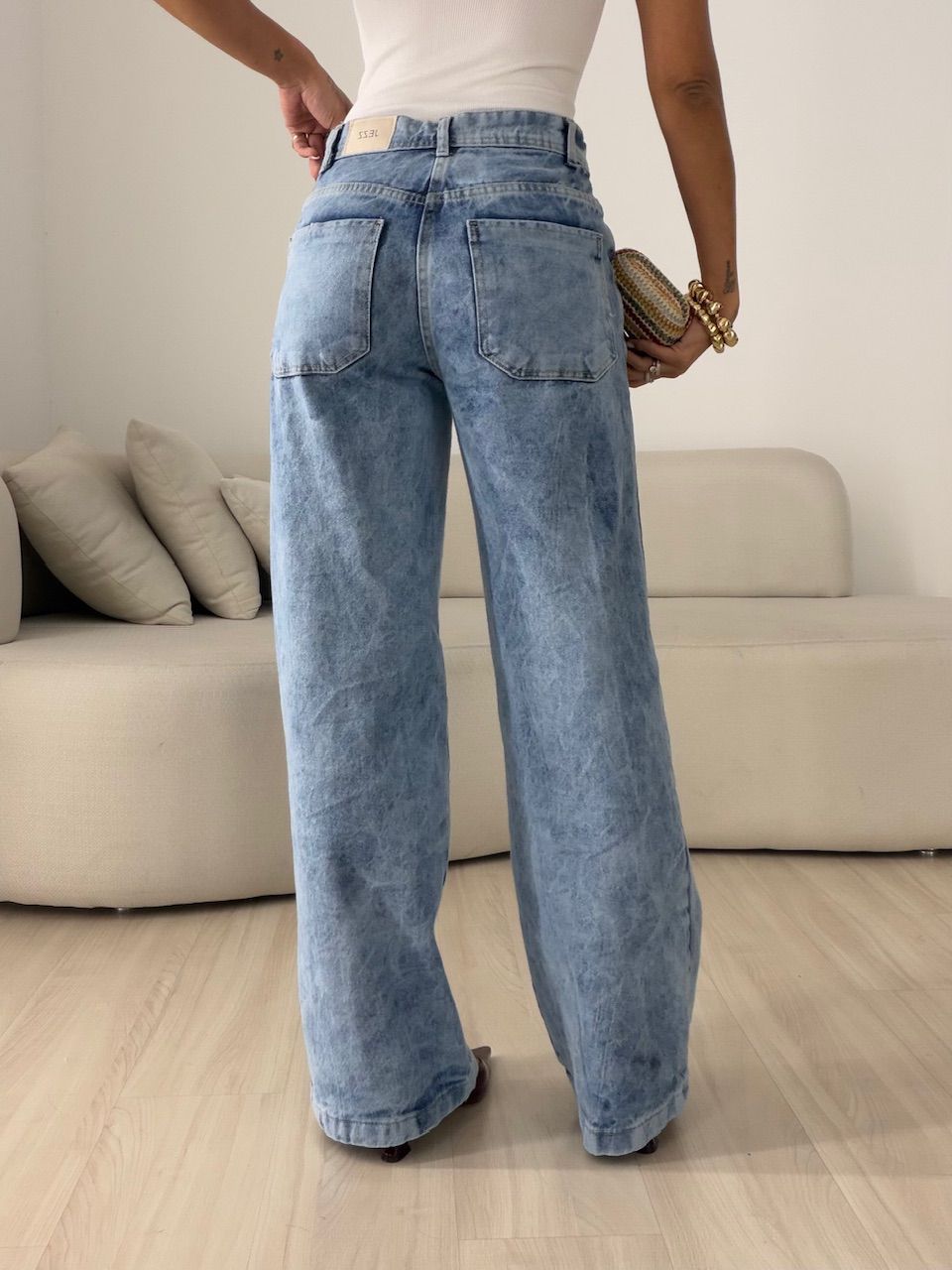 CALÇA ANANDA MARMORIZADA JEANS CLARO