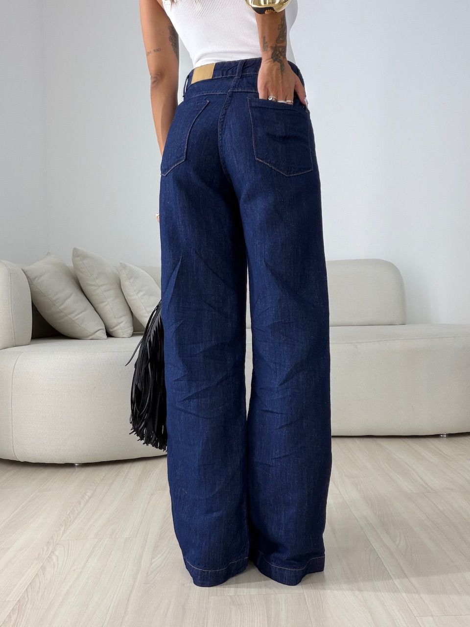 CALÇA MAIARA WIDE LEG JEANS ESCURO
