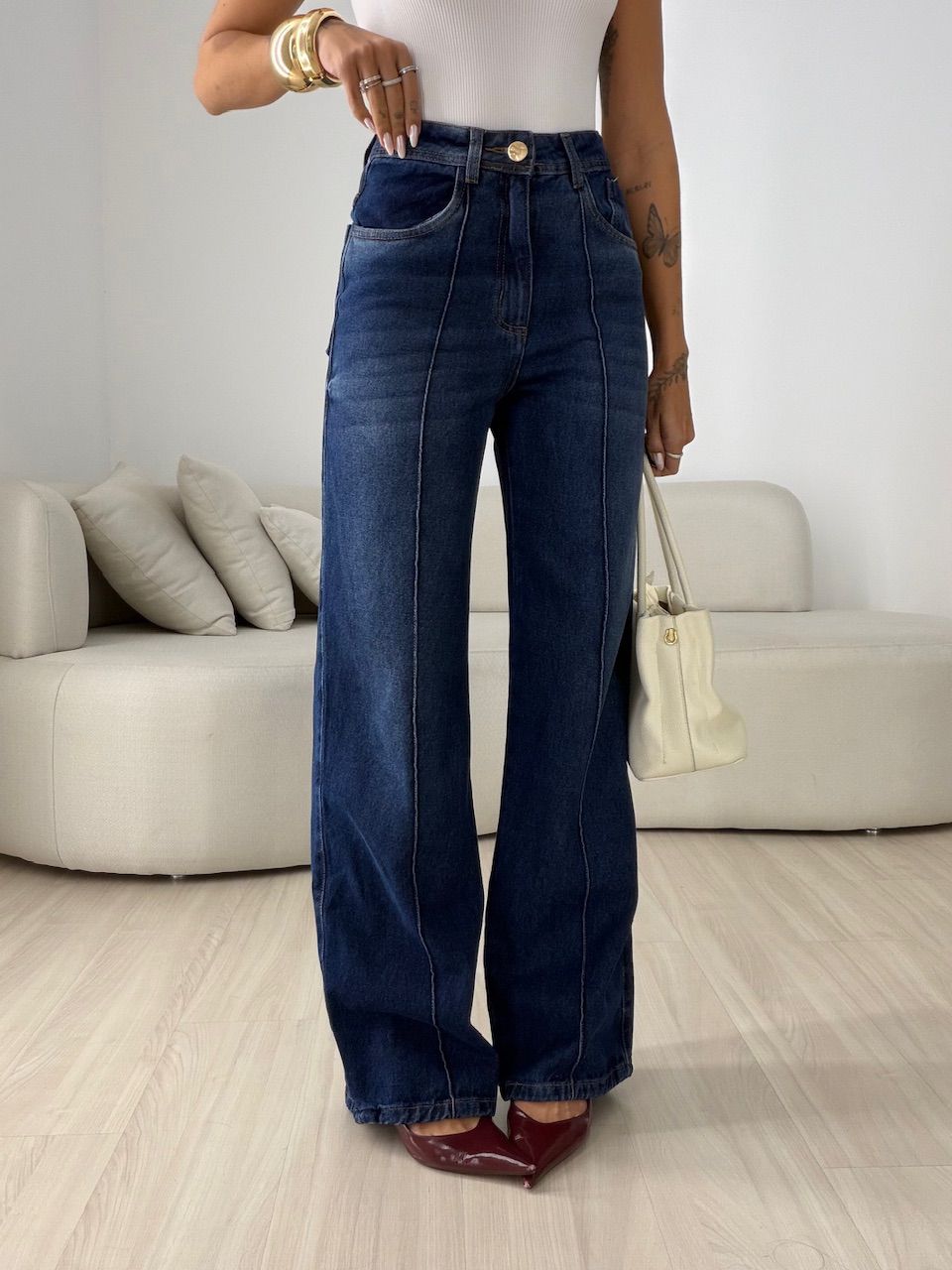 CALÇA VERÔNICA WIDE LEG JEANS ESCURO