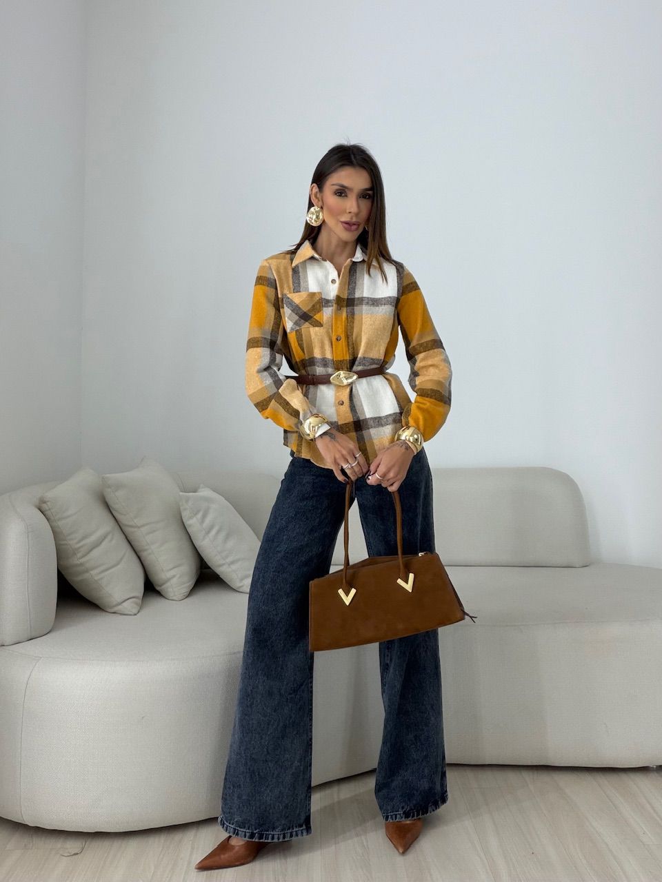 CAMISA SOLANGE XADREZ AMARELA