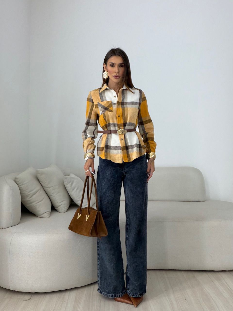 CAMISA SOLANGE XADREZ AMARELA