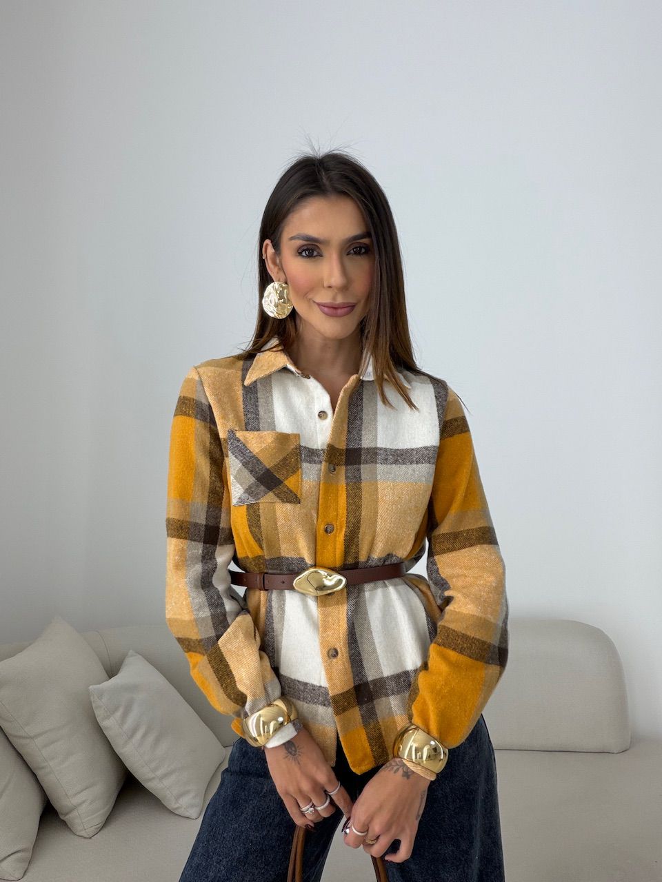 CAMISA SOLANGE XADREZ AMARELA